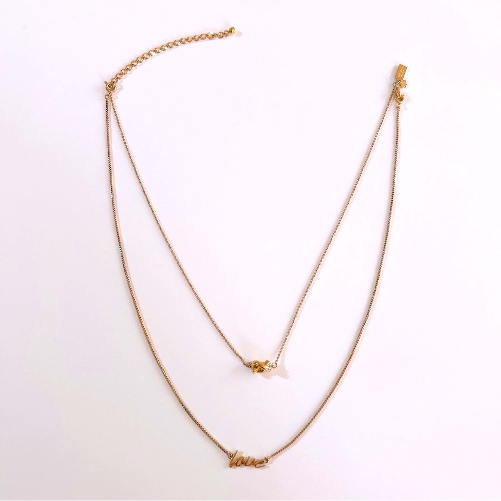 Kate Spade 3-way Layered Double Pendant Strand Love Necklace Gold-tone